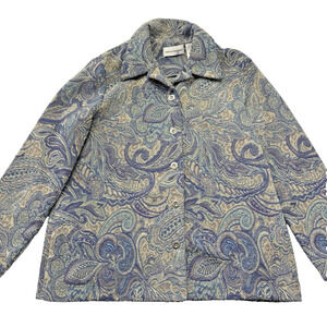 Tapestry Jacket Blazer Alfred Dunner Coat Sz Lg Purple Paisley Cottage Grandma